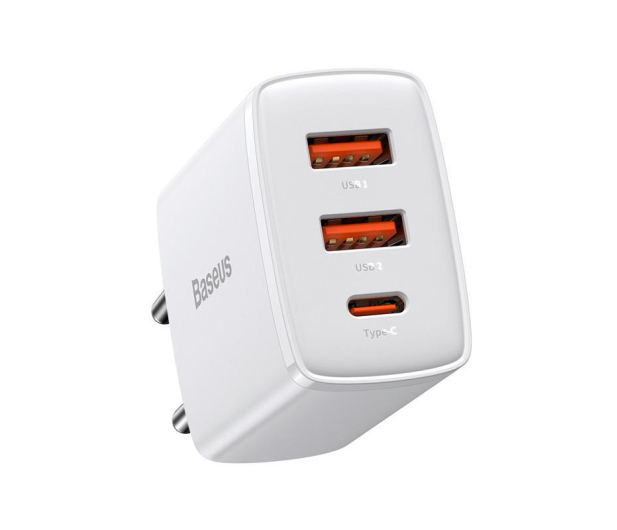 Baseus Ładowarka sieciowa USB-C, 2x USB-A 30W PD QC 3.0 white - 1194210 - zdjęcie 2